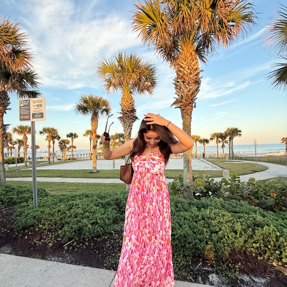 Pink Floral Maxi Dress